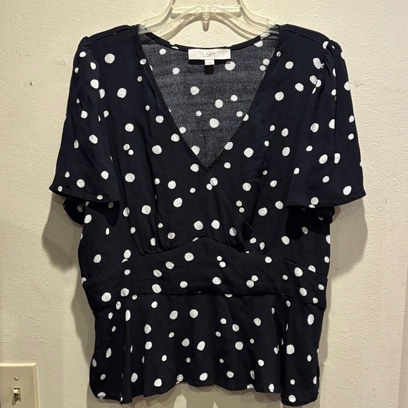 LOFT Tops - LOFT Black and White Polka Dot Blouse